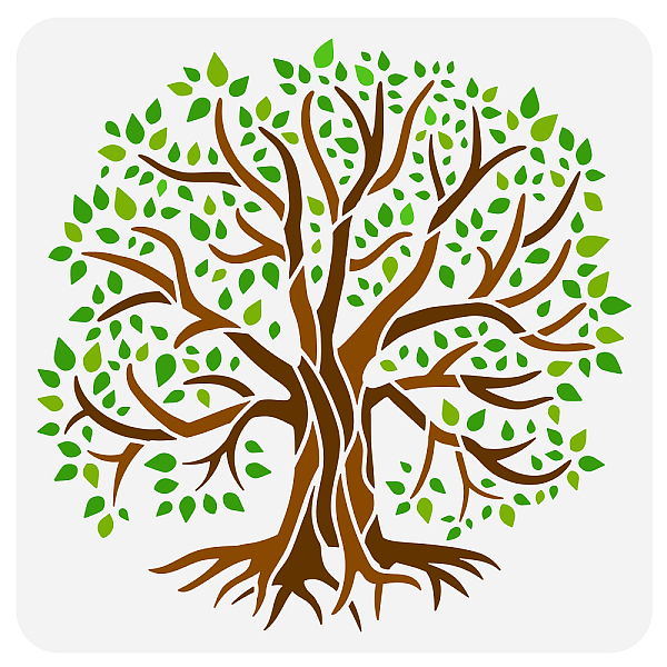 

PandaHall PET Hollow Out Drawing Painting Stencils, for DIY Scrapbook, Photo Album, Tree of Life Pattern, 30x30cm Plastic Tree of Life