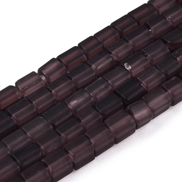 

PandaHall Transparent Frosted Glass Bead Strands, Rectangle, Coconut Brown, 3~8.5x3.5~4x3.5~4mm, Hole: 1.2mm, about 96~101pcs/strand, 15.16...