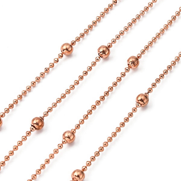 

PandaHall Electroplate Brass Round Ball Chains, Soldered, Rose Gold, 1.5mm Brass