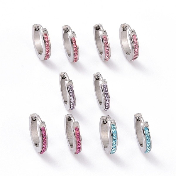 

PandaHall Rhinestone Hinged Hoop Earrings, Stainless Steel Color Plated 304 Stainless Steel Jewelry for Women, Mixed Color, 13x13.5x2.5mm..., Multicolor