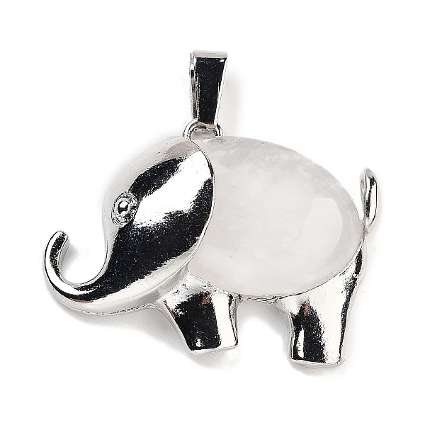

PandaHall Natural Quartz Crystal Pendants, Rock Crystal Elephant Charms with Alloy Findings, Platinum, 29x37~37.5x9.5~10mm, Hole: 3x9mm...