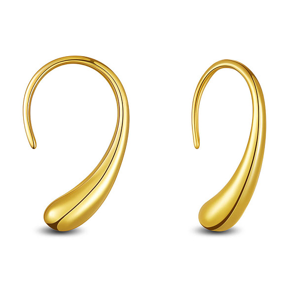 

PandaHall SHEGRACE 925 Sterling Silver Dangle Earrings, Teardrop, Real 18K Gold Plated, 19x4mm Sterling Silver