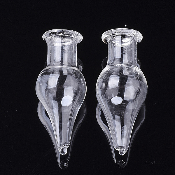 

PandaHall Handmade Blown Glass Globe Cover, For Bottle Pendant Making, Cone, Clear, 30~35x14mm, Half Hole: 6mm, Bottle Capacity: 2ml(0.06...