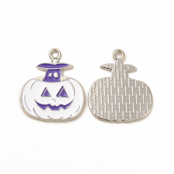 

PandaHall Rack Plating Alloy Enamel Pendants, Cadmium Free & Nickel Free & Lead Free, Halloween Theme, Pumpkin Charm, Platinum, White...