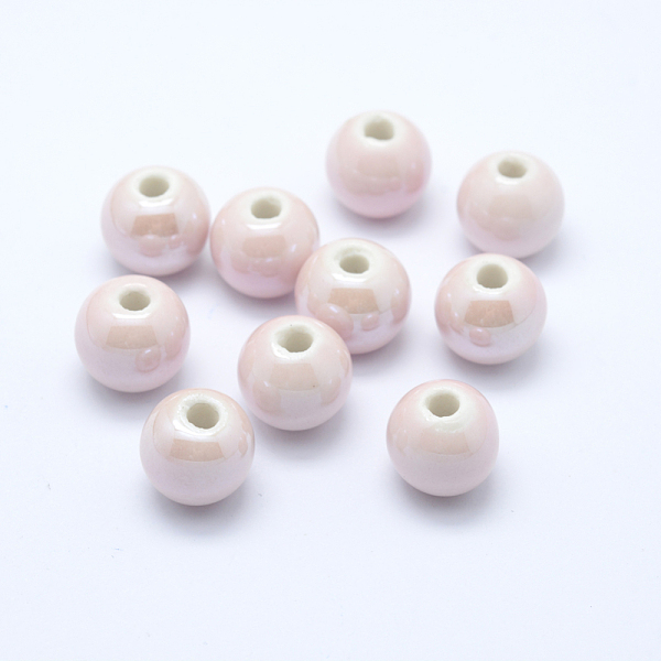 

PandaHall Handmade Porcelain Beads, Pearlized, Round, Lavender Blush, 12mm, Hole: 2~3mm Porcelain Round Pink