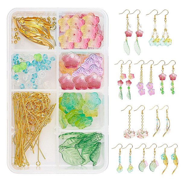 

PandaHall SUNNYCLUE DIY Flower Dangle Earring Making Kits, Including Glass Beads, Acrylic & 304 Stainless Steel & Iron Pendants, Brass Beads..., Multicolor