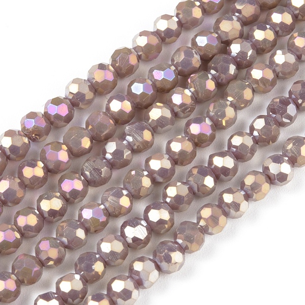 

PandaHall Round Full Rainbow Plated Faceted(32 Facets) Electroplate Glass Beads Strands, Rosy Brown, 4mm, Hole: 1mm, about 90~95pcs/strand...