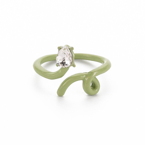 

PandaHall Spray Painted Alloy Cuff Rings, Open Rings, with Crystal Rhinestone, Cadmium Free & Lead Free, Crown, Light Green, US Size 6 3/4..., Clear