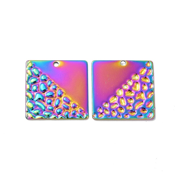 

PandaHall Ion Plating(IP) 304 Stainless Steel Pendants, Square Charm, Rainbow Color, 22x22x1mm, Hole: 1.6mm 304 Stainless Steel Square