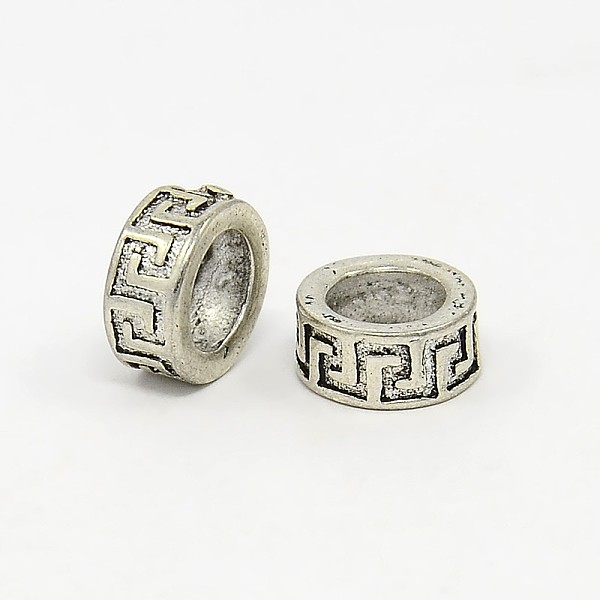 

PandaHall Brass Column Spacer Beads, Antique Silver, 9x4mm, Hole: 6mm Brass Column