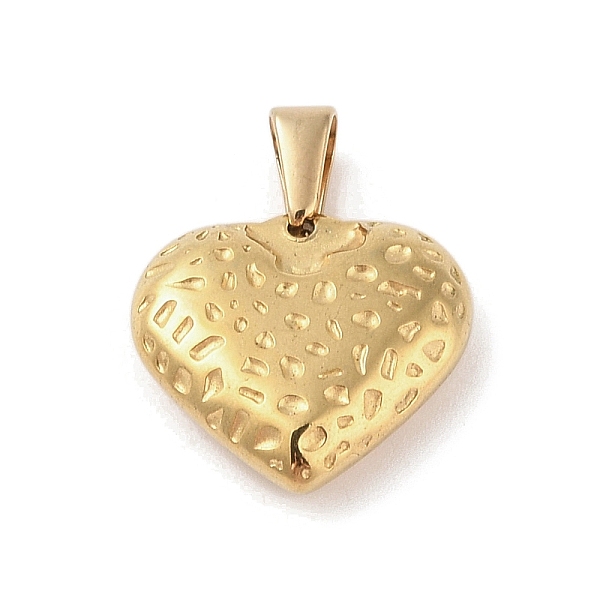 

PandaHall Vacuum Plating 304 Stainless Steel Pendants, Textured, Heart Charm, Golden, 18.5x20x5.5mm, Hole: 6x3mm 304 Stainless Steel Heart