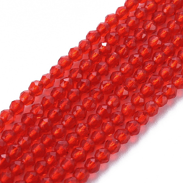 

PandaHall Glass Beads Strands, Faceted, Rondelle, Red, 2mm, Hole: 0.5mm, about 192~194pcs/strand, 12.99~13.39 inches(33~34cm) Glass Rondelle...