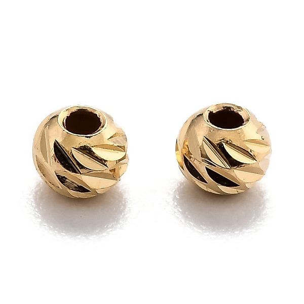 PandaHall Brass Beads, Long-Lasting Plated, Faceted, Column, Real 24K Gold Plated, 3x2.5mm, Hole: 1mm Brass Column