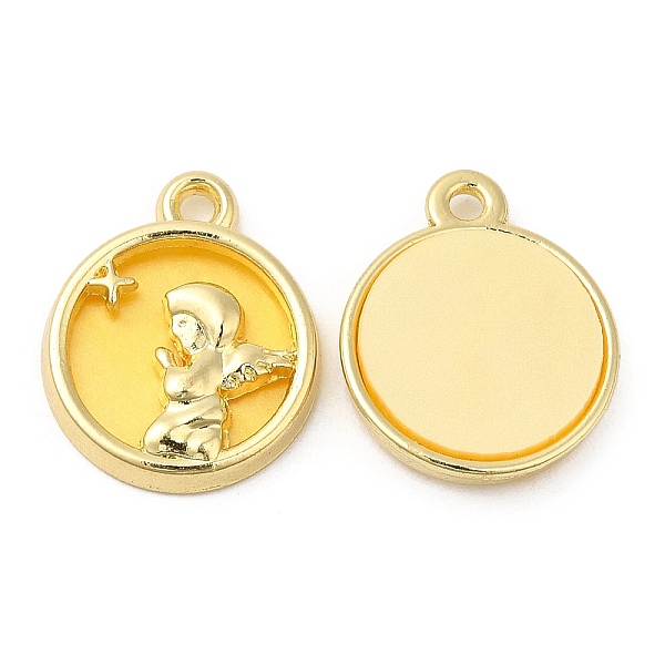 

PandaHall Alloy Pendants, with Glass, Cadmium Free & Lead Free, Flat Round with Fairy Charms, Light Gold, 17x14x3mm, Hole: 1.4mm Alloy+Glass...