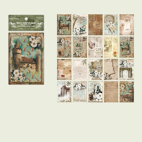 

PandaHall 40 Sheets 20 Styles Vintage Scrapbook Paper Pads, for DIY Album Scrapbook, Background Paper, Diary Decoration, Flower, 125x85mm, 2...