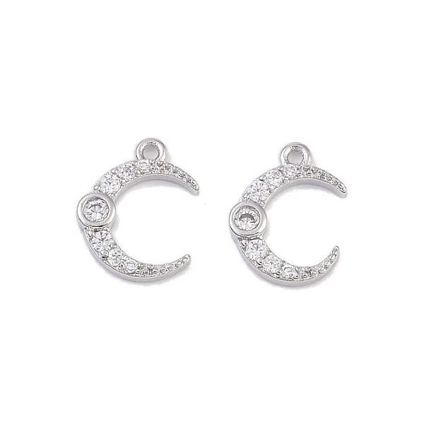

PandaHall Brass Micro Pave Clear Cubic Zirconia Pendants, Moon Charms, Real Platinum Plated, 10x8x2mm, Hole: 0.8mm Brass+Cubic Zirconia Moon...