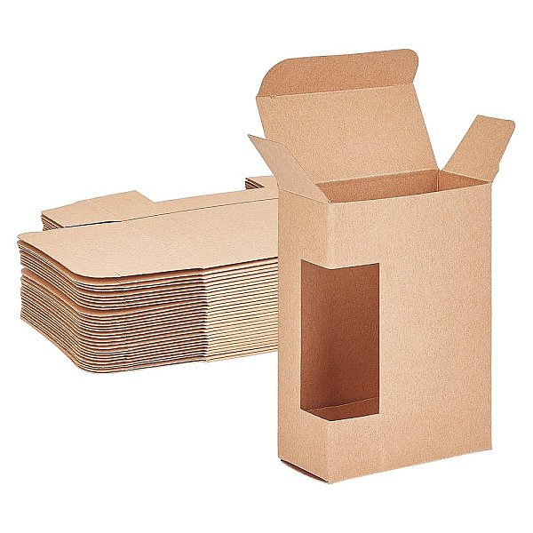 

PandaHall Kraft Paper Box, with Window, No Plastic Covering, Rectangle, Tan, 9.2x6.5x3.2cm Paper Rectangle Orange