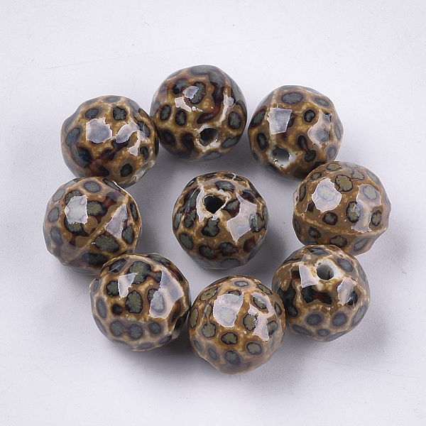 

PandaHall Handmade Porcelain Beads, Fancy Antique Glazed Porcelain, Round, Camel, 16~16.5x15.5~16x15~16mm, Hole: 2.5~3mm Porcelain Round..., Brown