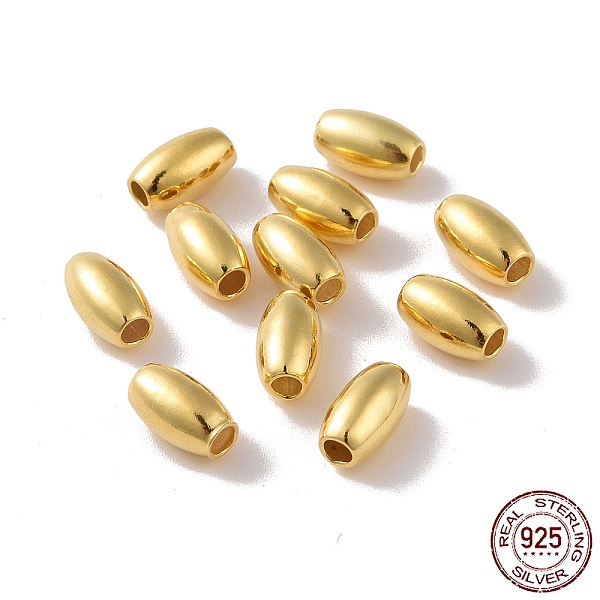 

PandaHall 925 Sterling Silver Beads, Barrel, Golden, 7x4mm, Hole: 1.8mm, about 60Pcs/10g Sterling Silver Barrel