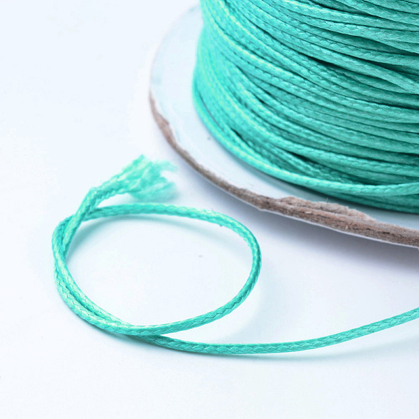 

PandaHall Korean Waxed Polyester Cords, Light Sea Green, 2.5mm, about 100yards/roll(300 feet/roll) Waxed Polyester Cord Round Green
