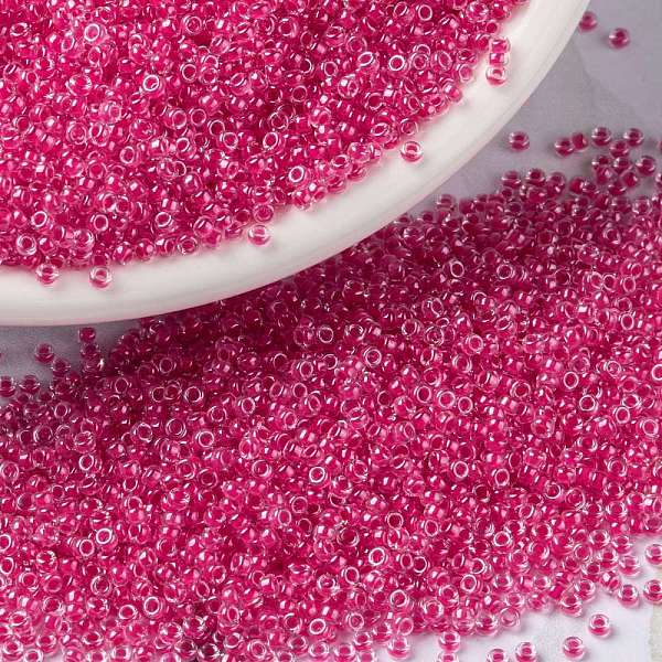 

PandaHall MIYUKI Round Rocailles Beads, Japanese Seed Beads, 15/0, (RR208) Carnation Pink Lined Crystal, 1.5mm, Hole: 0.7mm, about...