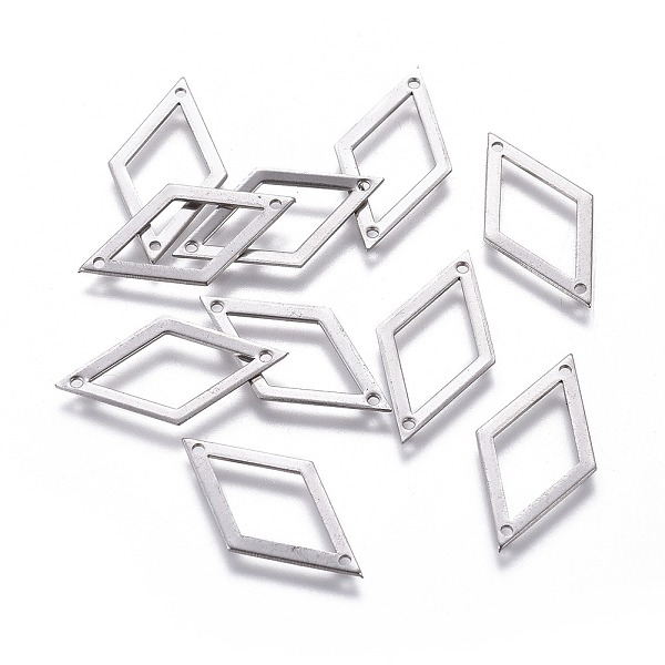 

PandaHall Stainless Steel Color, 22x12.5x0.5mm, Hole: 1mm 201 Stainless Steel Rhombus