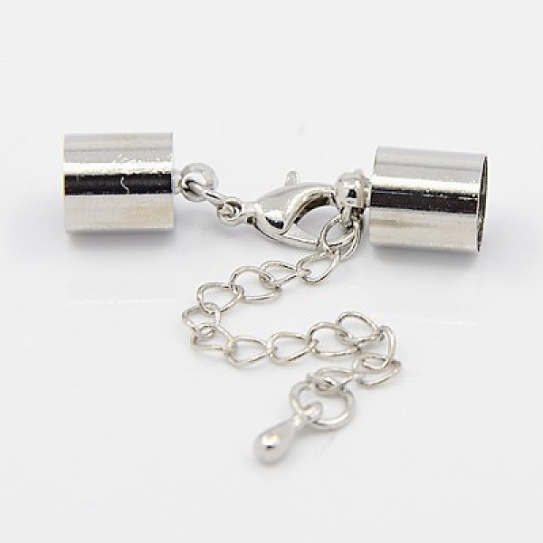 

PandaHall Iron Chain Extender, with Lobster Claw Clasps and Brass Cord Ends, Platinum, 28mm, Cord End: 8x4mm, hole: 3mm Iron