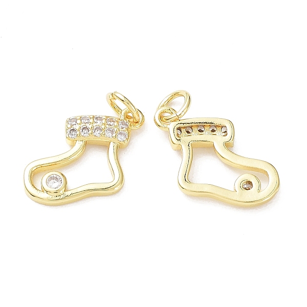 

PandaHall Brass & Cubic Zirconia Charms, Cadmium Free & Lead Free, Rack Plating, Christmas Theme, Christmas Socking, Real 18K Gold Plated..., Clear