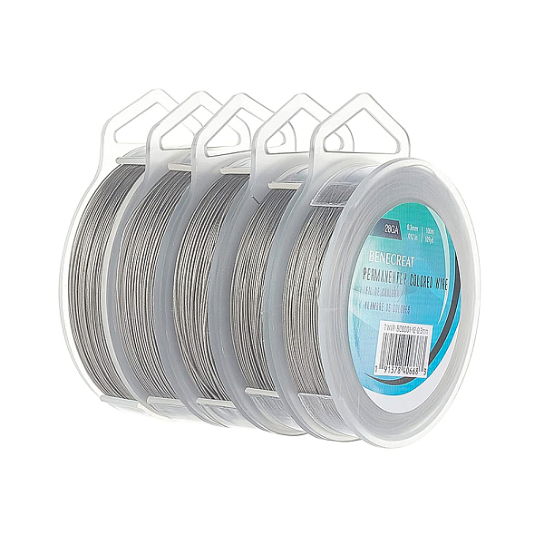 

PandaHall Tiger Tail Wire, Stainless Steel Wire, Stainless Steel Color, 0.3~0.6mm, 5rolls/set Stainless Steel Round