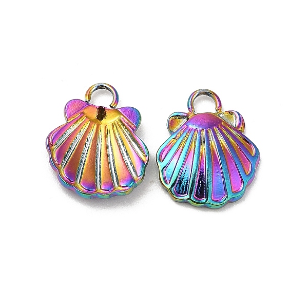 

PandaHall 304 Stainless Steel Charms, Shell Charm, Rainbow Color, 12x10x2mm, Hole: 1.8mm 304 Stainless Steel Shell Shape