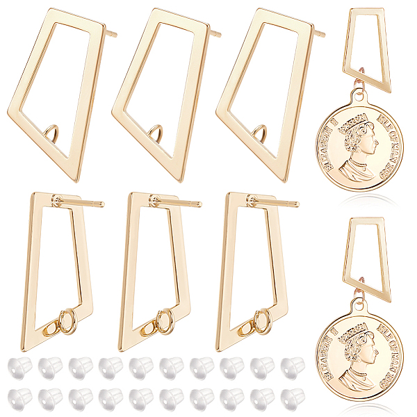

PandaHall BENECREAT 12Pcs Brass Hollow Out Trapezoid Stud Earring Findings, with Vertical Loops, Nickel Free, with 30Pcs Plastic Ear Nuts...