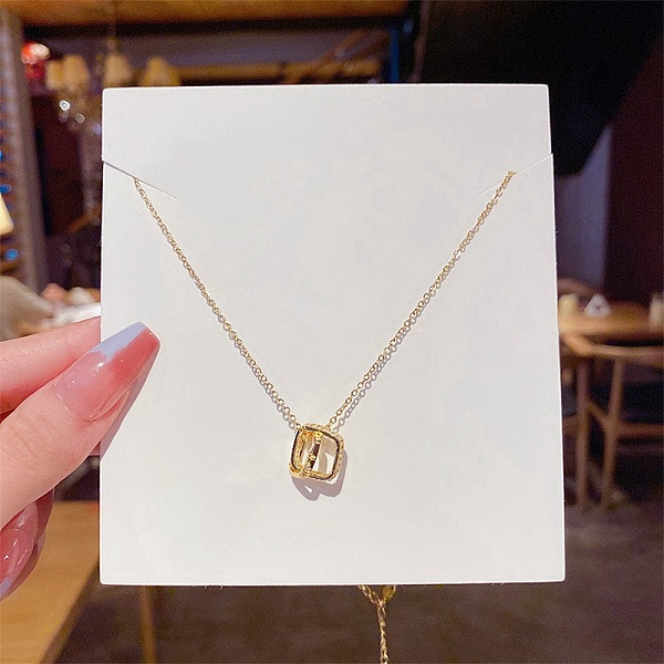 

PandaHall Titanium Steel Cable Chain Necklaces, Rhinestone Pendant Necklaces, Square, 8.27~19.69 inch(21~50cm) Titanium Steel Square