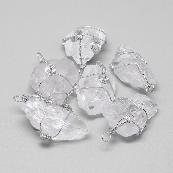 

PandaHall Rough Raw Natural Quartz Crystal Pendants, with Brass Findings, Nuggets, Platinum, 30~77x18~28x10~25mm, Hole: 3mm Quartz Crystal...