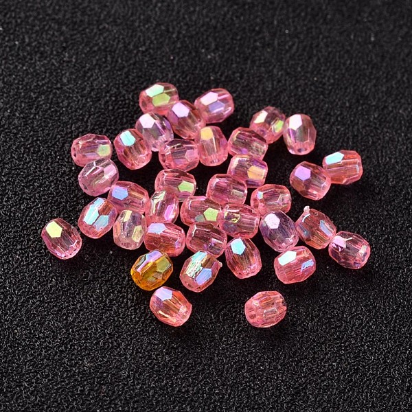 

PandaHall AB Color Plated Eco-Friendly Transparent Acrylic Barrel Beads, Faceted, Hot Pink, 4x4mm, Hole: 1mm, about 13333pcs/500g Acrylic...