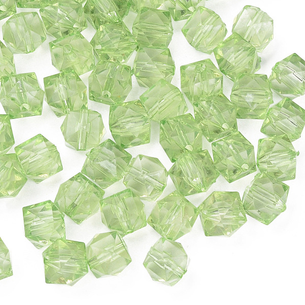 

PandaHall Transparent Acrylic Beads, Faceted, Cube, Light Green, 10x11x11mm, Hole: 2mm, about 670pcs/500g Acrylic Cube