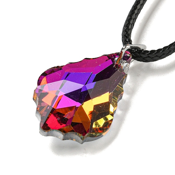 

PandaHall Waxed Cord Necklaces, K9 Glass Pendant Necklaces, Rhombus, Magenta, 17.72 inch(45cm) Glass Rhombus Pink