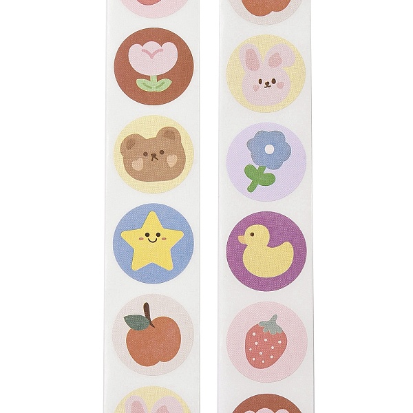 

PandaHall Self-Adhesive Stickers, Round, for Presents Decoration, 25mm 500pcs/roll Paper Other Animal