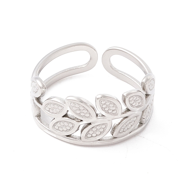

PandaHall 304 Stainless Steel Cuff Ring, Leaf, Stainless Steel Color, US Size 6 1/4(16.7mm) 304 Stainless Steel