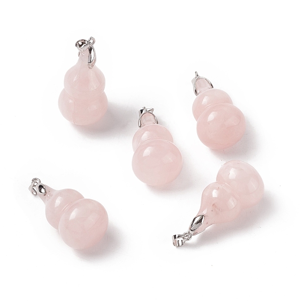 

PandaHall Natural Rose Quartz Pendants, with Platinum Tone Brass Findings, Gourd Charm, 29.5x18mm, Hole: 6x4mm Rose Quartz Vegetables