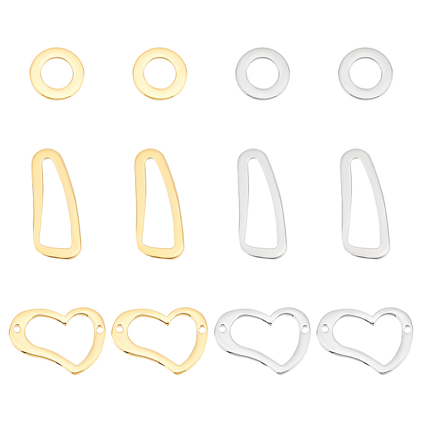 

PandaHall UNICRAFTALE 12Pcs 2 Colors 3 Styles Linking Rings 304 Stainless Steel Heart Link Connectors 7mm Round Linking Rings Scabbard Metal...