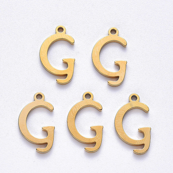 

PandaHall Vacuum Plating 201 Stainless Steel Charms, Laser Cut, Golden, Letter.G, 13x7.5x1mm, Hole: 1mm 201 Stainless Steel Letter G
