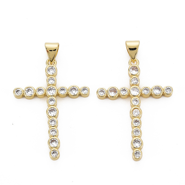 

PandaHall Brass Micro Pave Cubic Zirconia Pendants, Nickel Free, Cross, Real 16K Gold Plated, 30x21.5x2.5mm, Hole: 3x5mm Brass+Cubic..., Clear