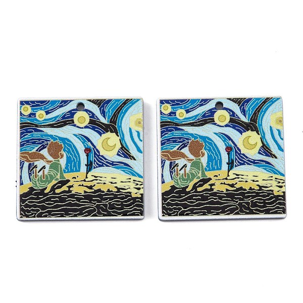 

PandaHall Acrylic Pendants, Rectangle, Flower, 31.5x32x2.5mm, Hole: 1.8mm Acrylic Flower