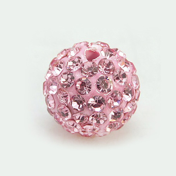 PandaHall Polymer Clay Rhinestone Beads, Pave Disco Ball Beads, Grade A, Round, PP15, Light Rose, 10mm, Hole: 1.8~2mm Polymer Clay+Glass...