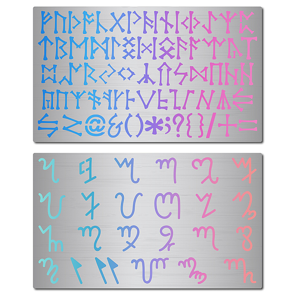 

PandaHall GORGECRAFT 2 Styles Metal Symbols Stencil Constellation Sign Template Reusable Stainless Steel Drawing Journal Stencil for...