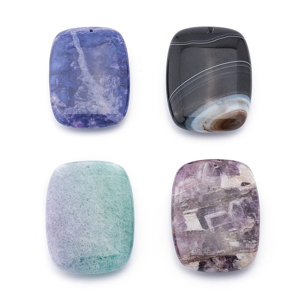 

PandaHall Natural Gemstone Pendants, Rectangle, Mixed Dyed and Undyed, 45~47.5x32~35x10~12.5mm, Hole: 1.2mm Mixed Stone Rectangle