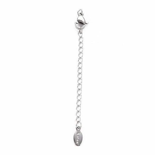 

PandaHall 304 Stainless Steel Chain Extender, Cadmium Free & Nickel Free & Lead Free, with Lobster Claw Clasps and Tiny Oval Charm...