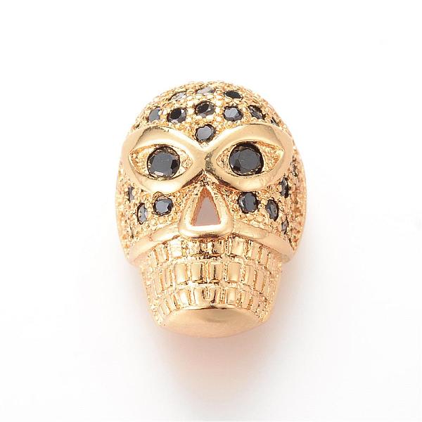 

PandaHall Brass Micro Pave Cubic Zirconia Beads, Skull, Golden, 14x10x6.5mm, Hole: 1.6mm Brass+Cubic Zirconia Skull