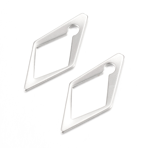 

PandaHall 201 Stainless Steel Linking Rings, Rhombus, Stainless Steel Color, 29x14x1mm, Hole: 3mm 201 Stainless Steel Rhombus