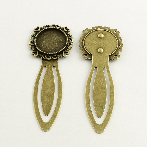 

PandaHall 20mm Tray Bookmark Cabochon Settings, Iron with Alloy Flat Round Tray, Lead Free, Nickel Free & Cadmium Free,78x29x3mm, Antique...